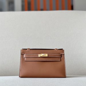 Kelly Pochette Swift Gold (37) Gold Hardware