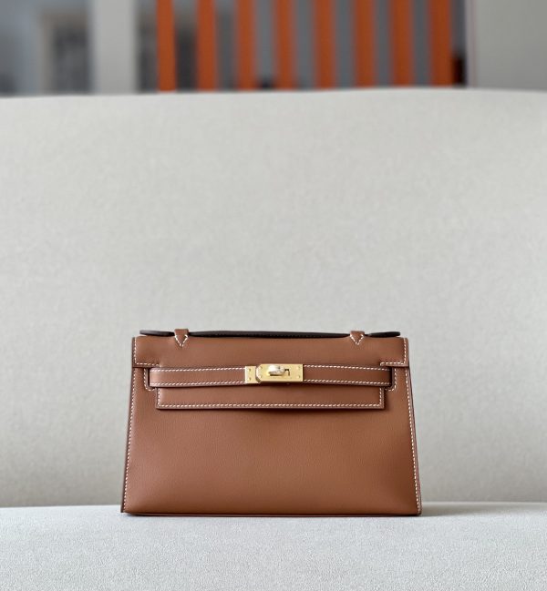 Kelly Pochette Swift Gold (37) Gold Hardware