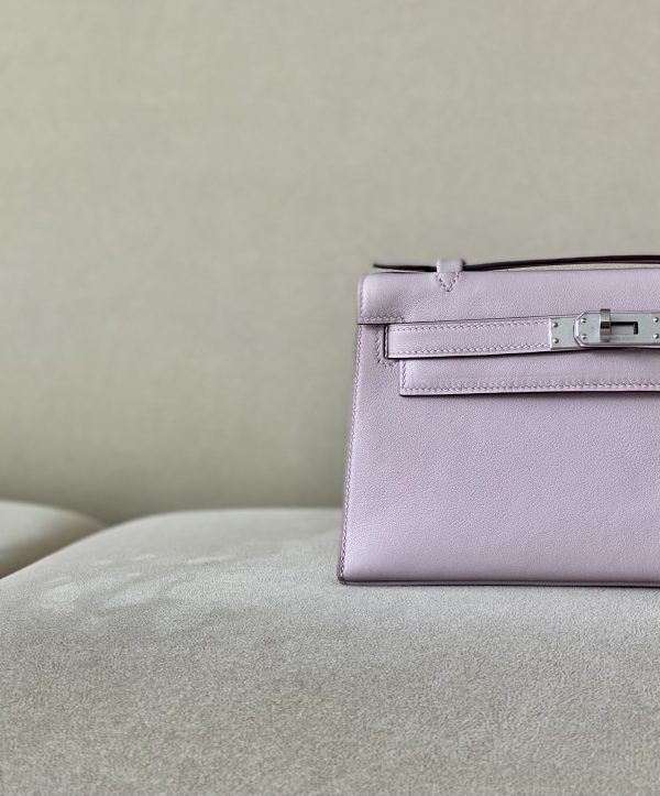 Kelly Pochette Swift Glycine (4W) Palladium Hardware - Image 10