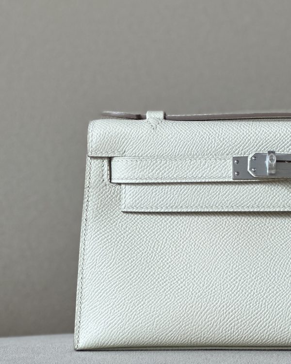 Kelly Pochette Epsom Craie (10) Palladium Hardware - Image 11