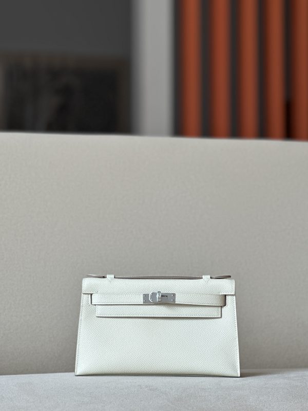 Kelly Pochette Epsom Craie (10) Palladium Hardware