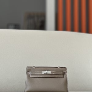 Kelly Pochette Epsom Etoupe (18) Palladium Hardware