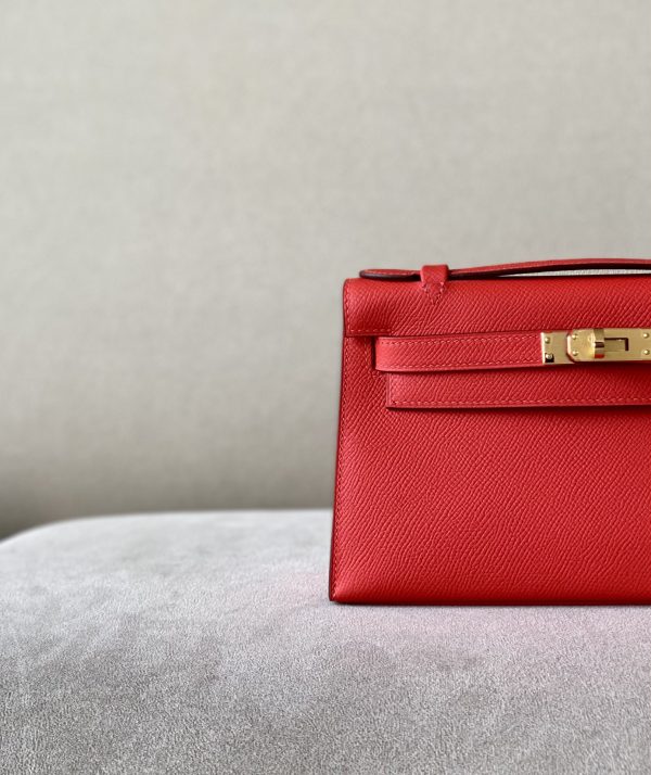 Kelly Pochette Epsom Bougainviuier (A5) Gold Hardware - Image 10