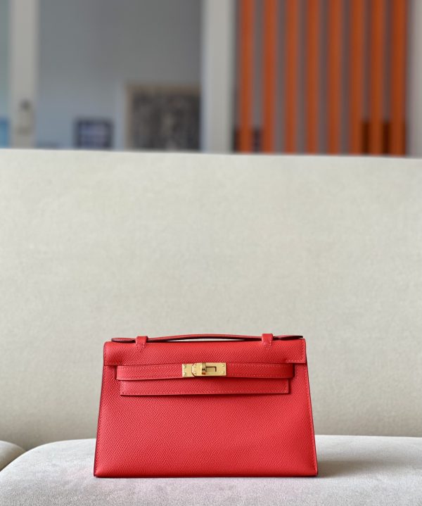 Kelly Pochette Epsom Bougainviuier (A5) Gold Hardware