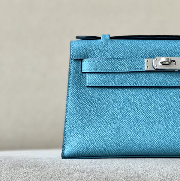 Kelly Pochette Epsom Blue du Nord (P3) Palladium Hardware - Image 10