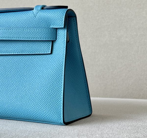 Kelly Pochette Epsom Blue du Nord (P3) Palladium Hardware - Image 8