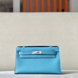 Kelly Pochette Epsom Blue du Nord (P3) Palladium Hardware