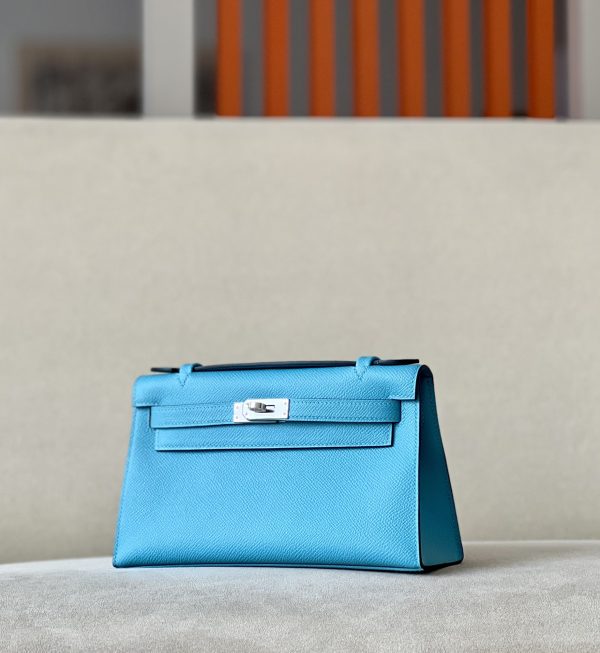 Kelly Pochette Epsom Blue du Nord (P3) Palladium Hardware - Image 3