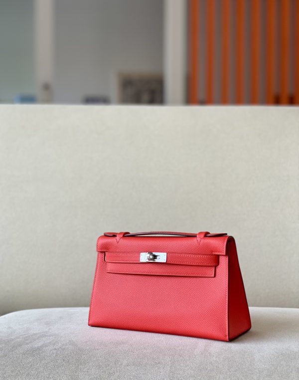 Kelly Pochette Epsom Bougainviuier (A5) Palladium Hardware - Image 3