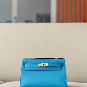 Kelly Pochette Epsom Blue du Nord (P3) Gold Hardware