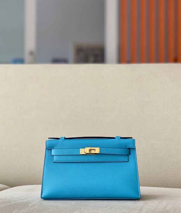 Kelly Pochette Epsom Blue du Nord (P3) Gold Hardware