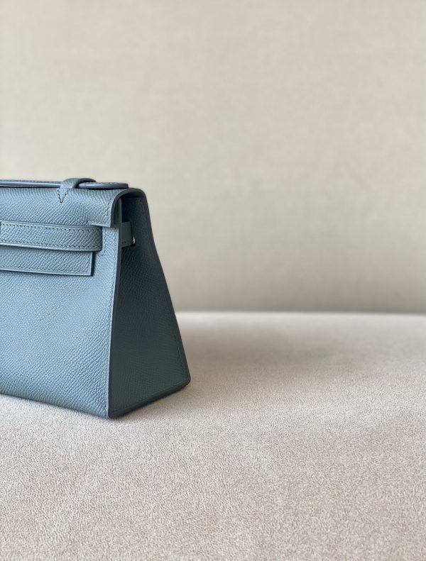 Kelly Pochette Epsom Vert Amande (63) Palladium Hardware - Image 9