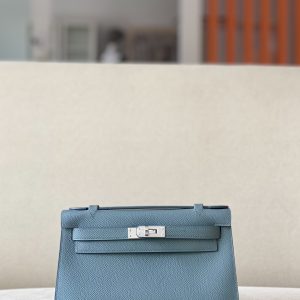 Kelly Pochette Epsom Vert Amande (63) Palladium Hardware