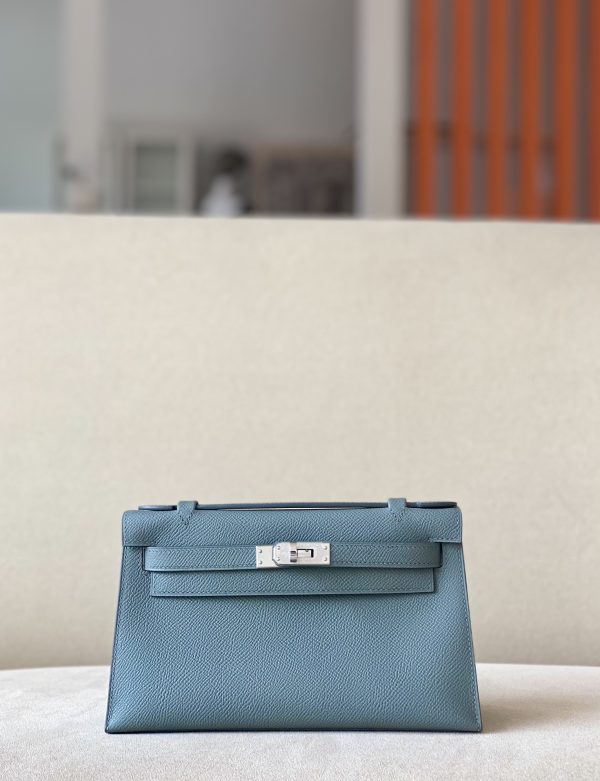 Kelly Pochette Epsom Vert Amande (63) Palladium Hardware