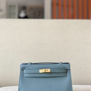 Kelly Pochette Epsom Vert Amande (63) Gold Hardware