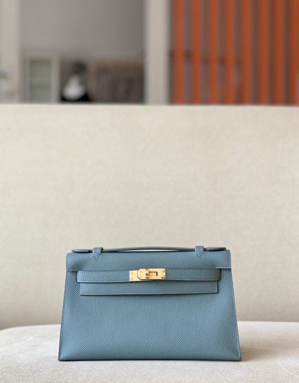 Kelly Pochette Epsom Vert Amande (63) Gold Hardware