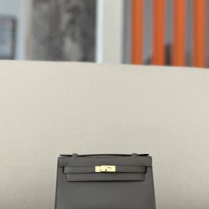 Kelly Pochette Epsom Etain  (8F) Gold Hardware