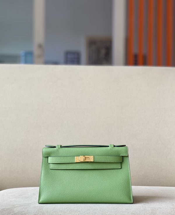 Kelly Pochette Epsom Vert Criquet  (3I) Gold Hardware