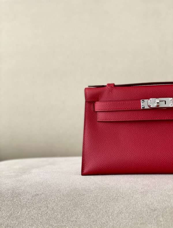 Kelly Pochette Epsom Rouge Casaque (Q5) Palladium Hardware - Image 10