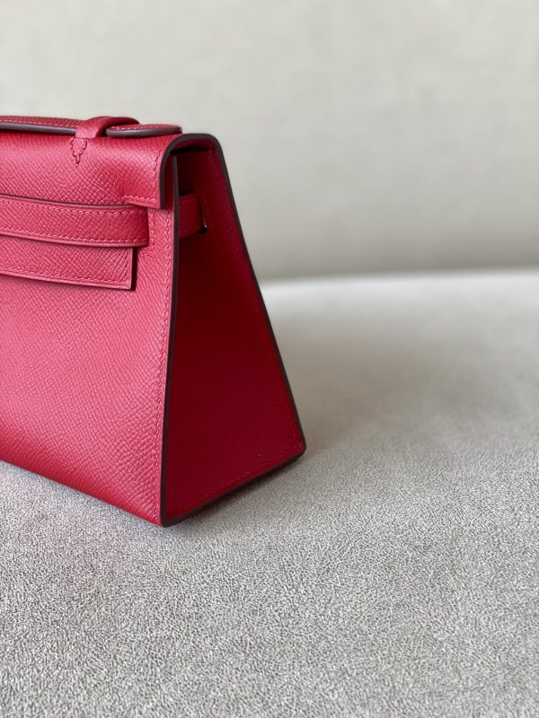 Kelly Pochette Epsom Rouge Casaque (Q5) Palladium Hardware - Image 9