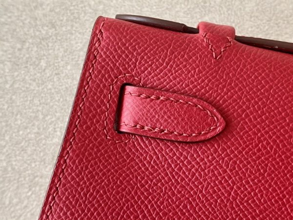 Kelly Pochette Epsom Rouge Casaque (Q5) Palladium Hardware - Image 8