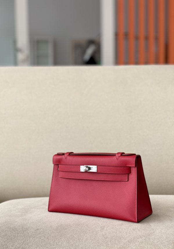 Kelly Pochette Epsom Rouge Casaque (Q5) Palladium Hardware - Image 3