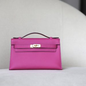 Kelly Pochette Epsom Rose Pourpre (L3) Gold Hardware
