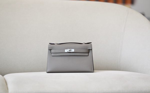 Kelly Pochette Epsom Gris Asphalte (M8) Palladium Hardware