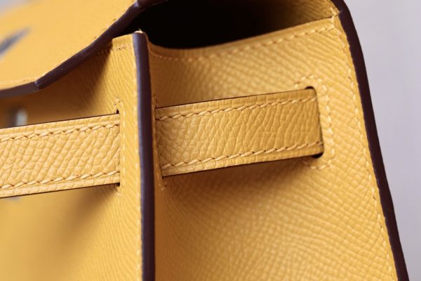 Kelly Pochette Epsom Jaune Amber  (9D) Palladium Hardware - Image 7