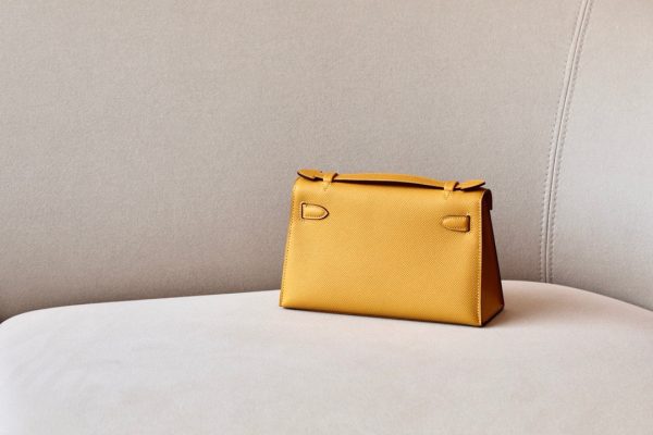 Kelly Pochette Epsom Jaune Amber  (9D) Palladium Hardware - Image 12