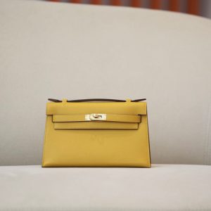 Kelly Pochette Epsom Jaune Amber  (9D) Gold Hardware