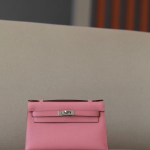Kelly Pochette Epsom Rose Confetti (1Q) Palladium Hardware