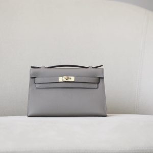Kelly Pochette Epsom Gris Asphalte (M8) Gold Hardware