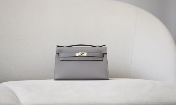 Kelly Pochette Epsom Gris Asphalte (M8) Gold Hardware