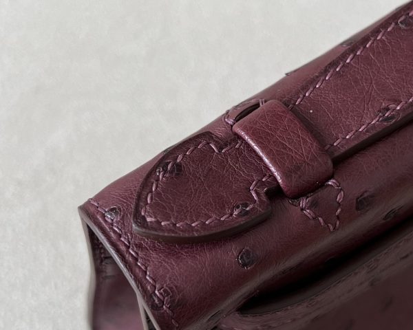 Kelly Pochette Ostrich Rouge Sellier (0G) Gold Hardware - Image 8