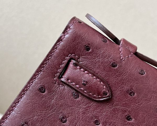 Kelly Pochette Ostrich Rouge Sellier (0G) Gold Hardware - Image 7