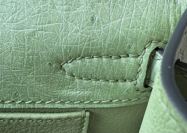 Kelly Pochette Ostrich Vert Criquet (3I) Gold Hardware - Image 8