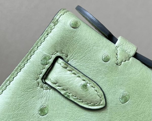 Kelly Pochette Ostrich Vert Criquet (3I) Gold Hardware - Image 6