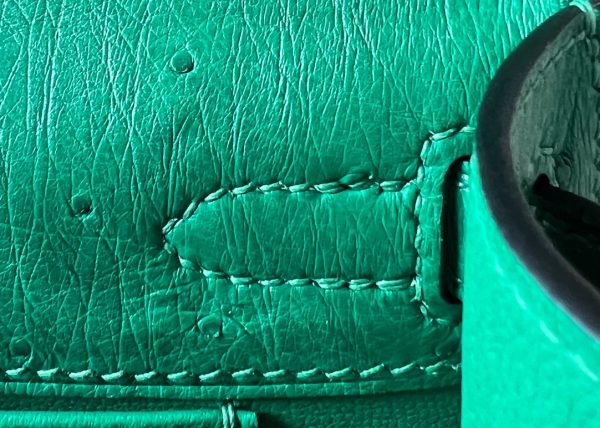Kelly Pochette Ostrich Vert Vertigo (U4) Gold Hardware - Image 6