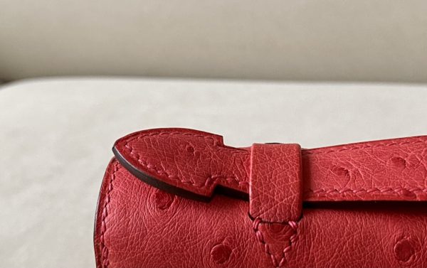 Kelly Pochette Ostrich Braise (95) Palladium Hardware - Image 10