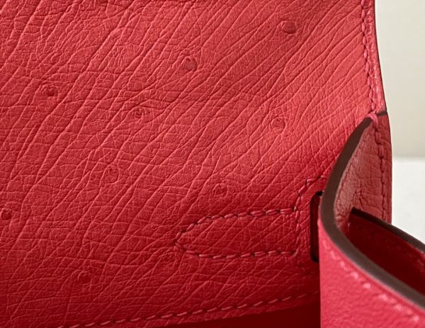 Kelly Pochette Ostrich Braise (95) Palladium Hardware - Image 7