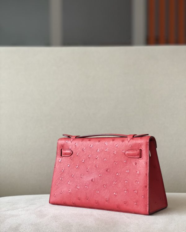 Kelly Pochette Ostrich Braise (95) Palladium Hardware - Image 3