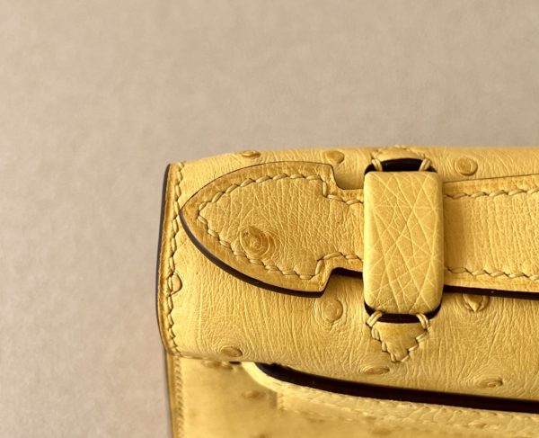 Kelly Pochette Ostrich Jaune Amber (9D) Gold Hardware - Image 10