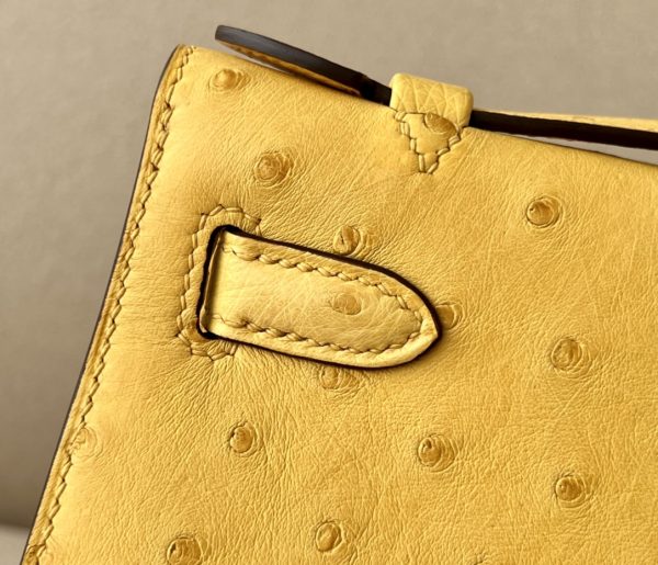 Kelly Pochette Ostrich Jaune Amber (9D) Gold Hardware - Image 8