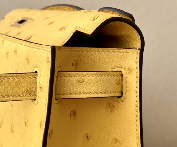 Kelly Pochette Ostrich Jaune Amber (9D) Gold Hardware - Image 5