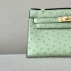 Kelly Pochette Ostrich Granny (K6) Gold Hardware - Image 11