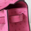 Kelly Pochette Ostrich Vermillon (5E) Palladium Hardware - Image 5