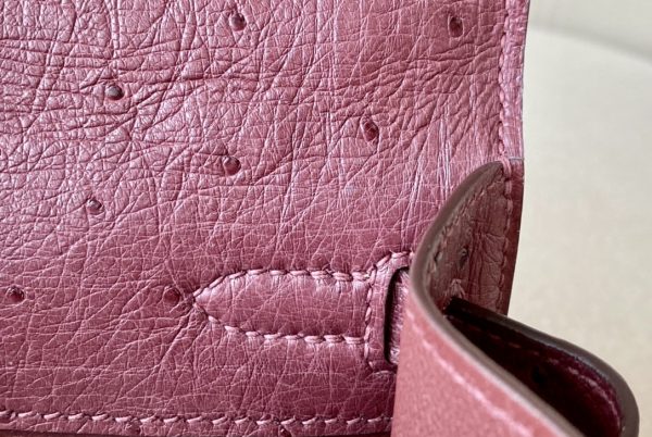 Kelly Pochette Ostrich Bourgogne (F5) Palladium Hardware - Image 8