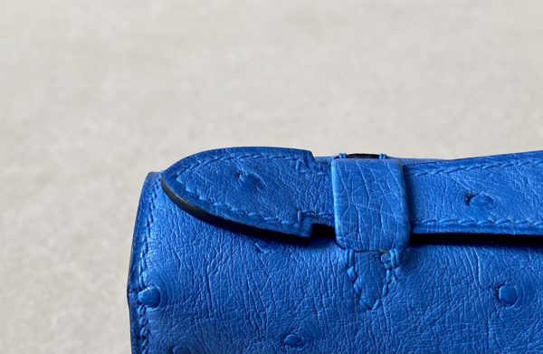 Kelly Pochette Ostrich Blue Paradise (2T) Gold Hardware - Image 10