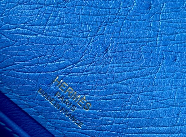 Kelly Pochette Ostrich Blue Paradise (2T) Gold Hardware - Image 6